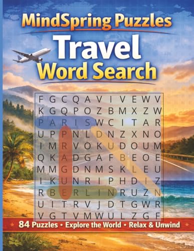Travel Word Search: 84 Large-Print Word Search Puzzles Featuring Countries, Landmarks & Cultures | Stress Relief for Adults & Seniors | 8.5x11 Easy-to-Read Format cover