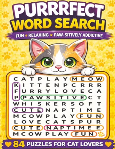 Purrrfect Word Search: Large Print Cat Word Search Puzzle Book for Adults, Seniors, and Kids | 84 Puzzles, Easy to Read, Relaxing Brain Games cover